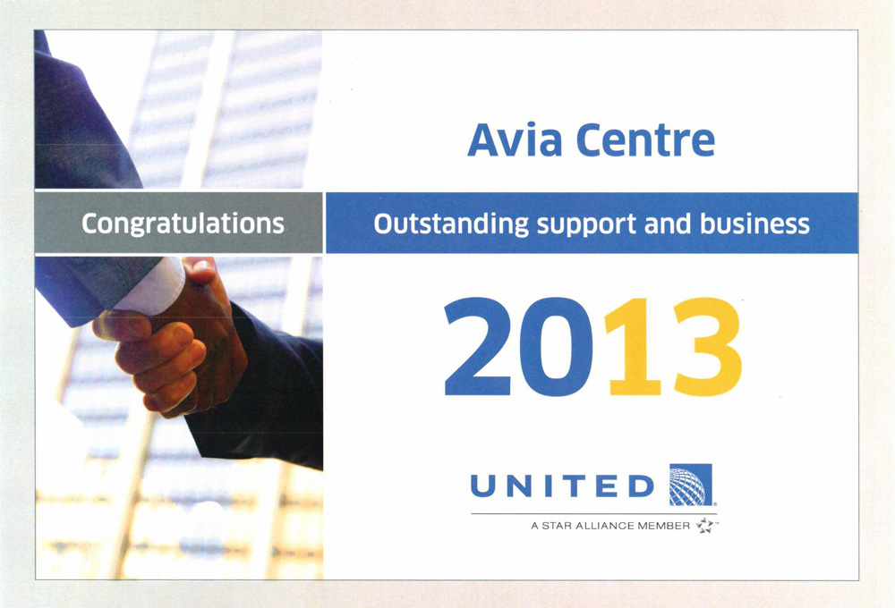 United Airlines. За высокие показатели продаж в 2013 году
